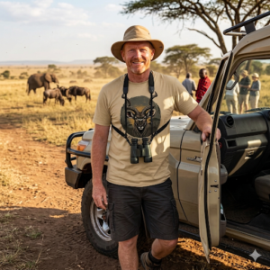 Men wearing African Wildlife kudu graphic t-shirt in premium combed cotton